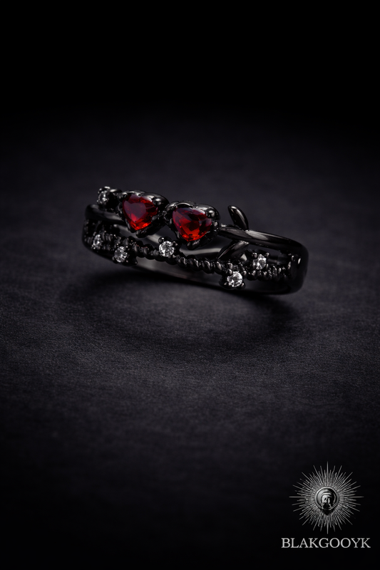 Twin Blood Heart Ring