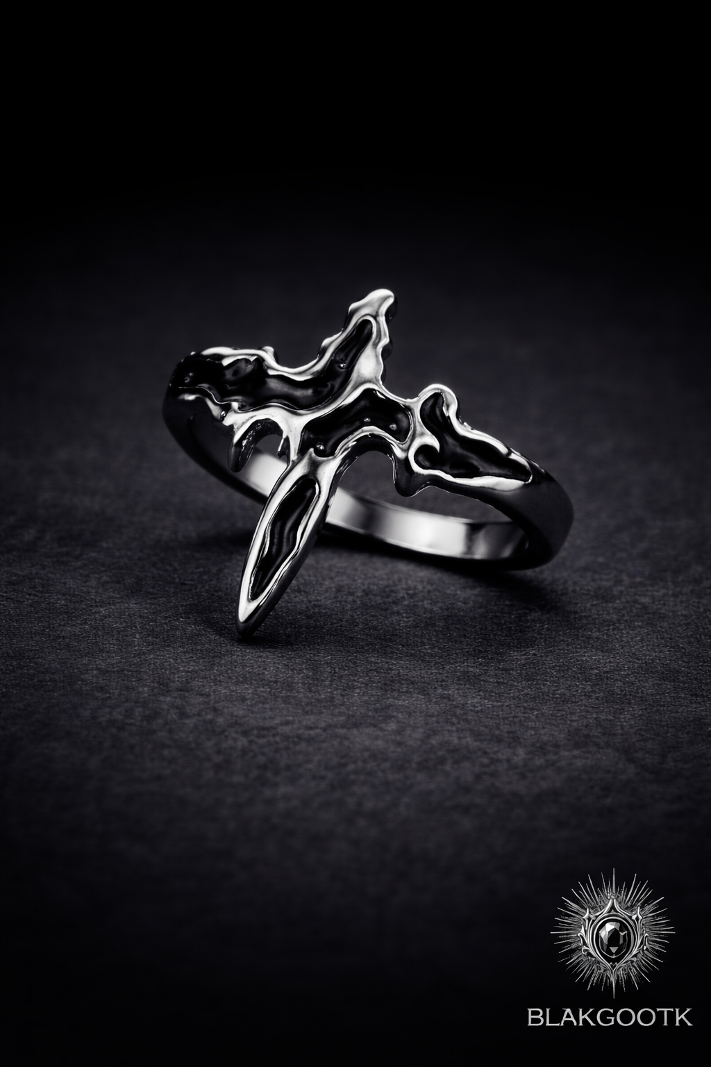 Obsidian Melt Cross Ring