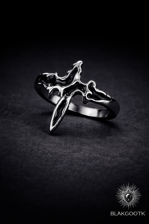 Obsidian Melt Cross Ring